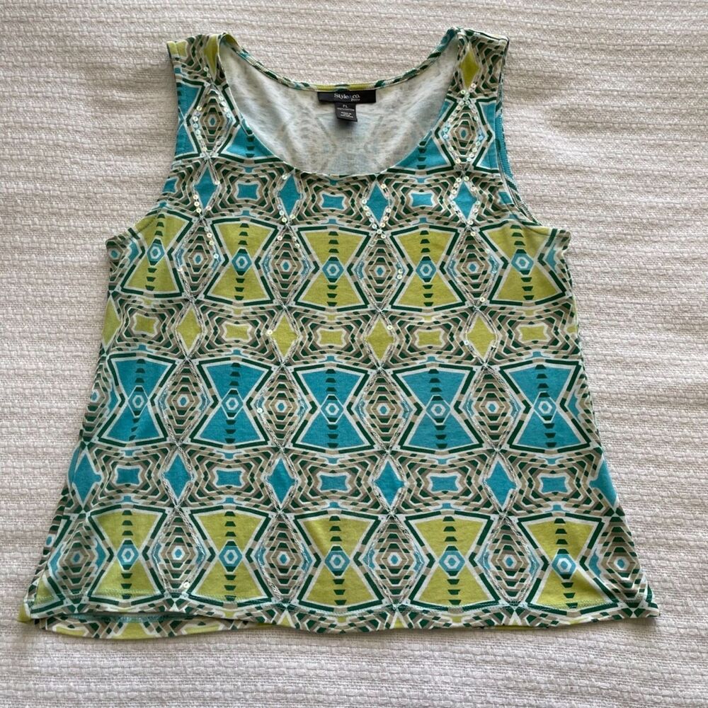 PL Style & Co Sequined Multi-Colored Tank